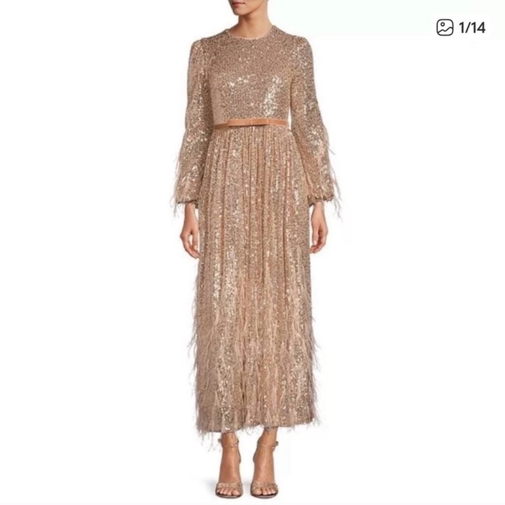 Elegant Antonio Melani Gown with Feather Details